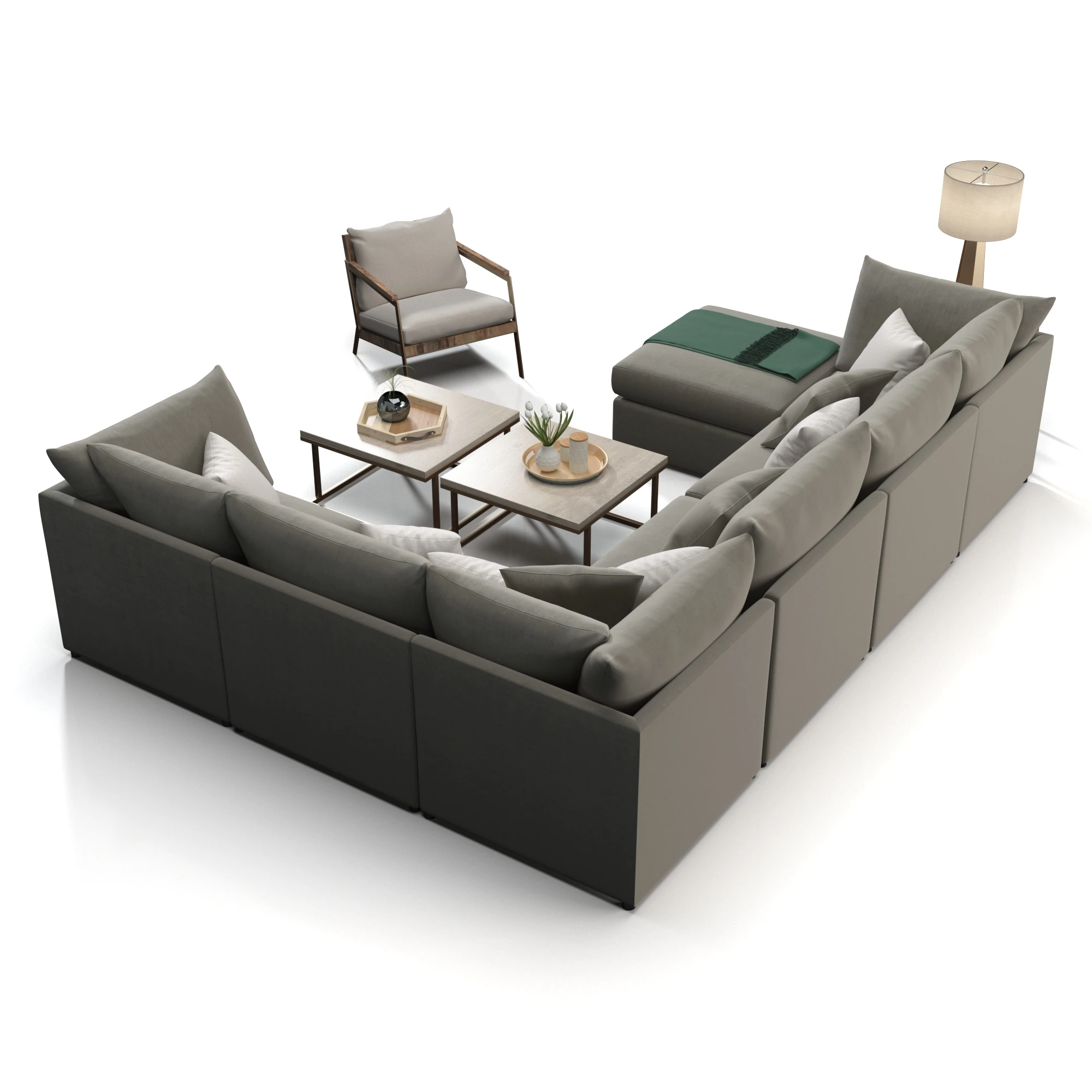 Bassett Beckham Pit Sectional Sofa Set 3D Model_04